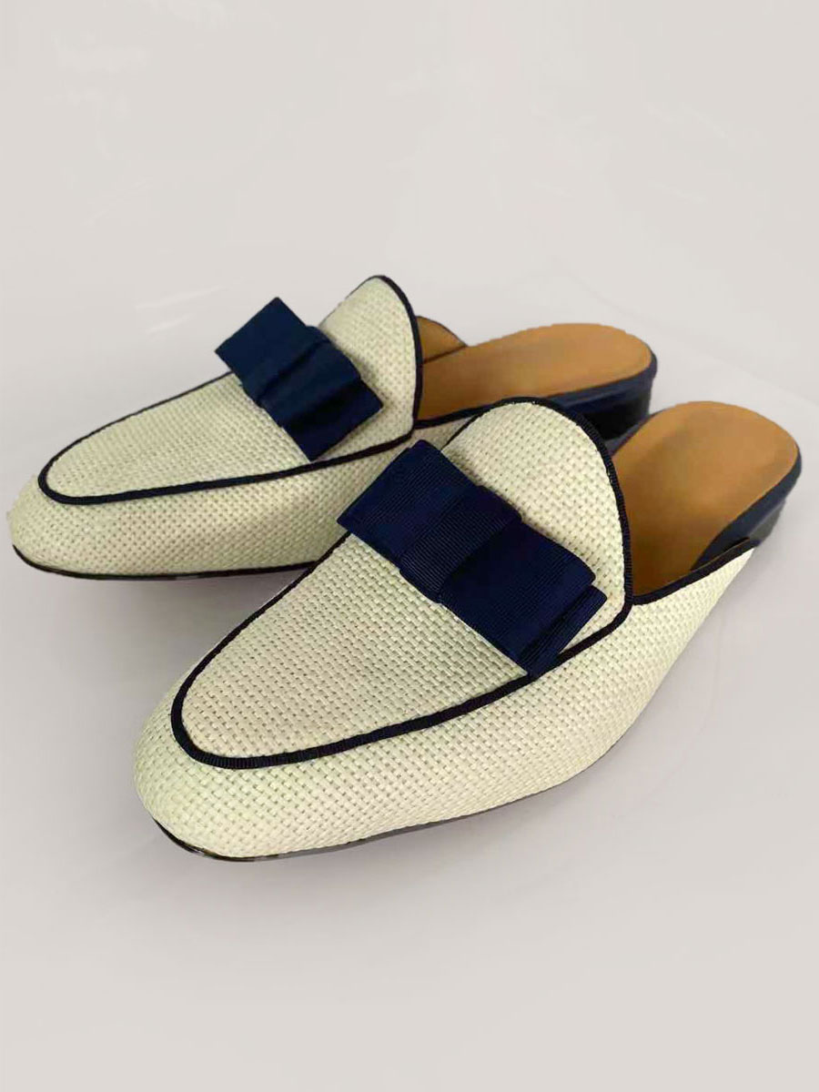Zapatos de hombre | Zapatos mocasines de mula para hombre, mocasines sin cordones con punta redonda geométrica, zapatos planos informales de caña - EJ30374