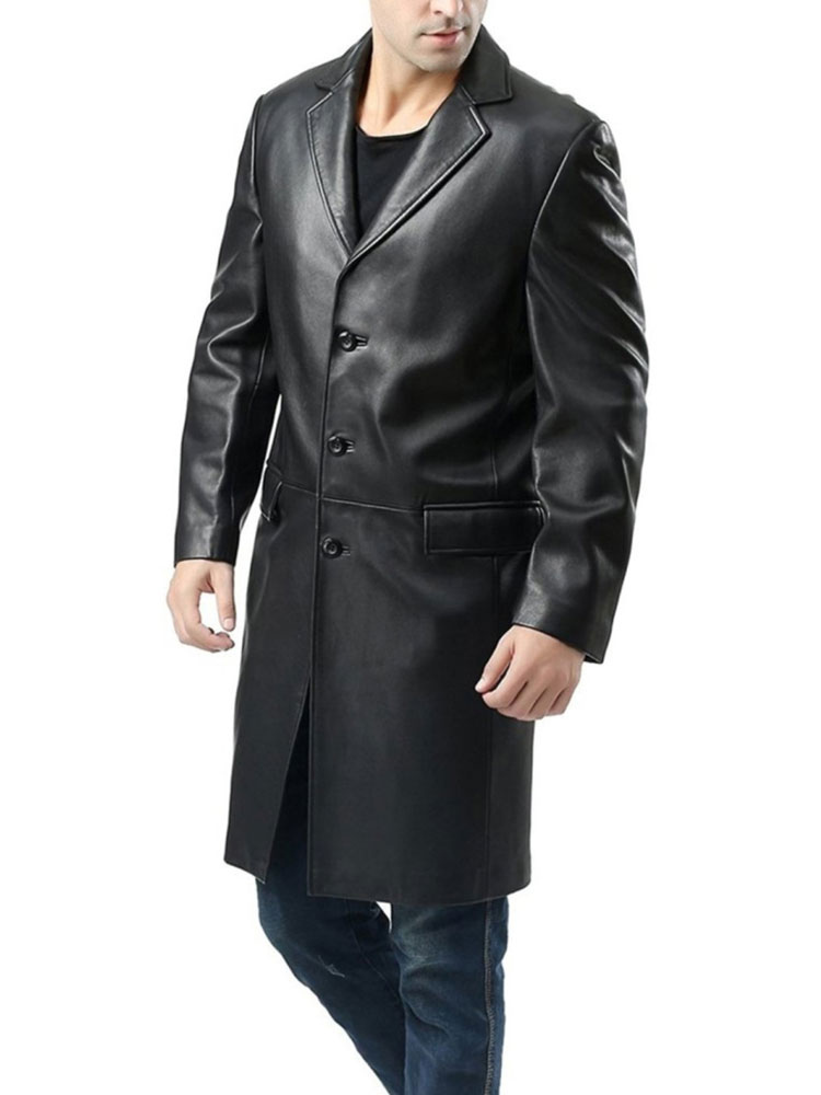 Men's Clothing Jackets & Coats | Men's Jackets & Coats Men's Coats Turndown Collar Artwork Casual Black Smart - AI07913