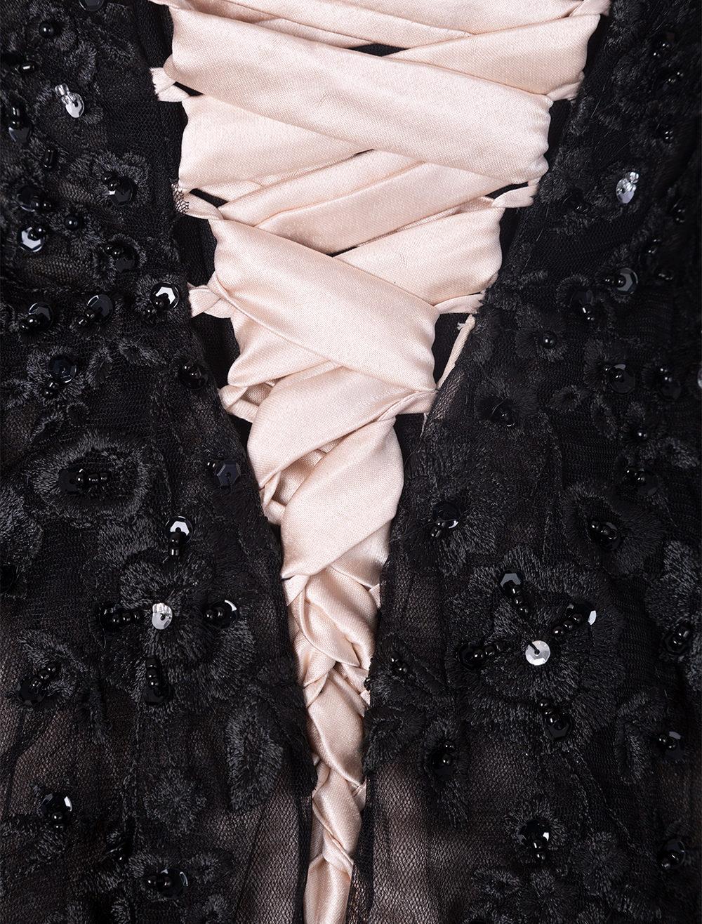 Mariage Robes de mariée | Robe de mariée noir robe de mariage gothique col V manche longue décoré des pailletes dos nu boutonné sur dos à traîne - PR14649