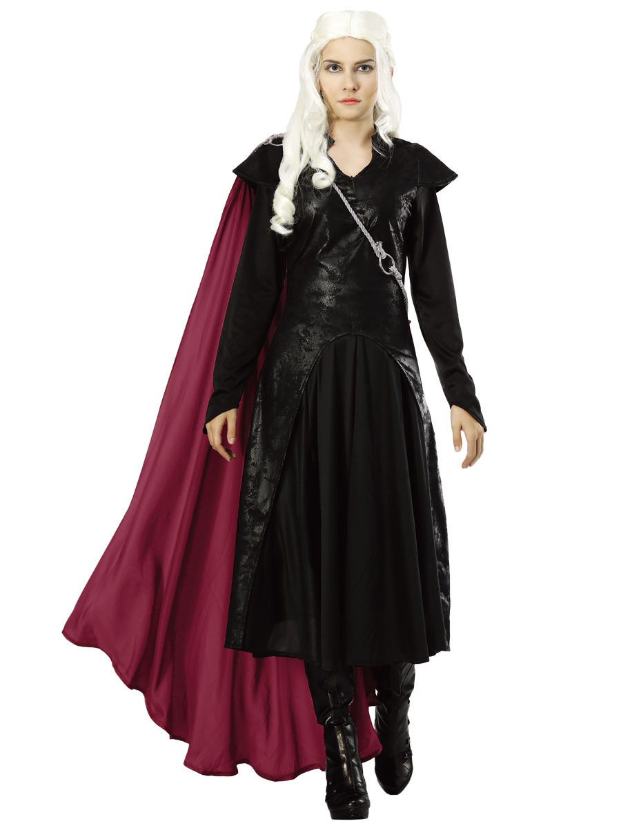 Corrección Precioso Caracterizar Juego de Tronos Daenerys Targaryen Disfraz de Cosplay Vestidos y Manto  Negro - Costumeslive.com