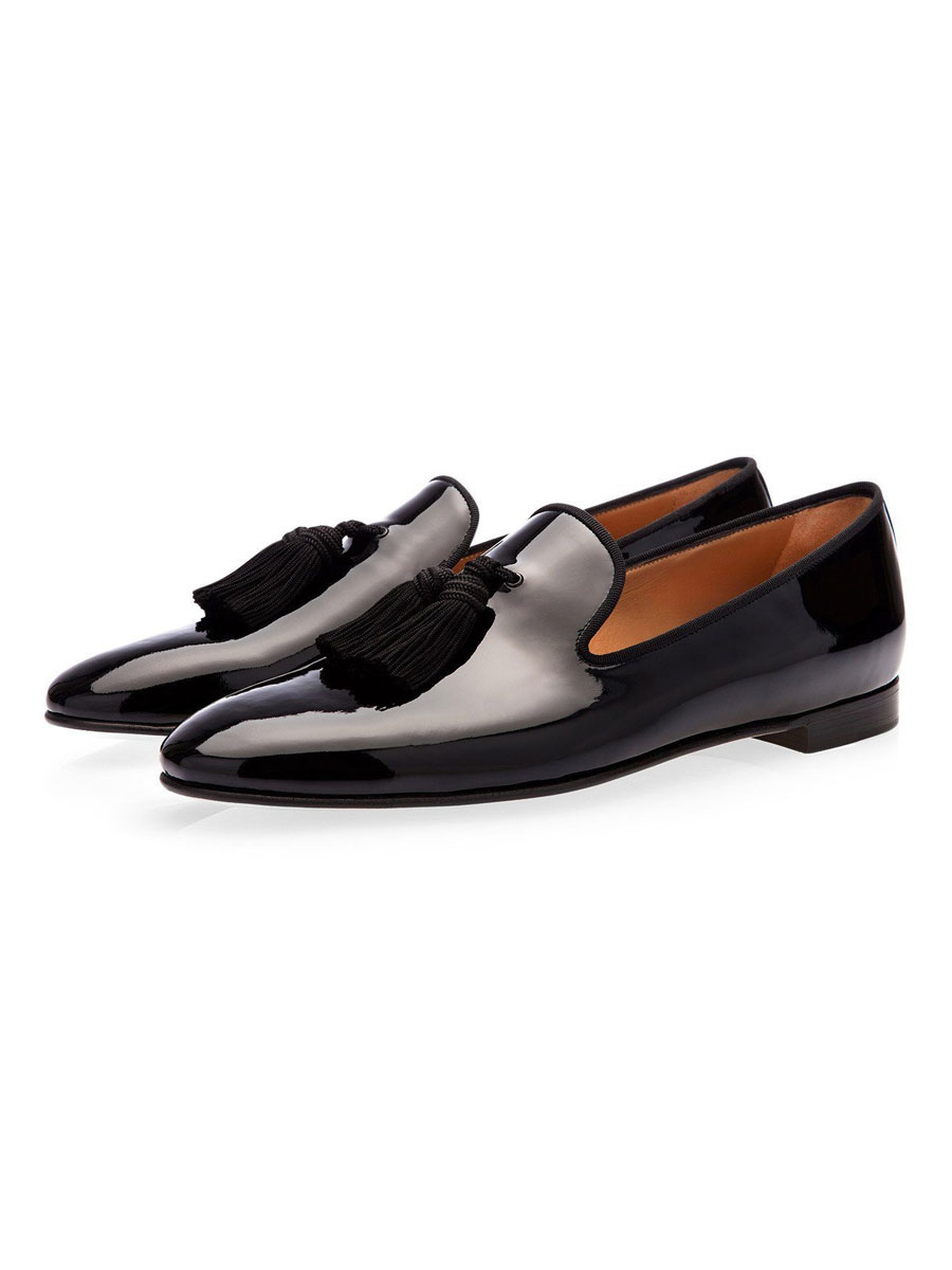 Shoes Men's Shoes | Men's Patent Leather Tassel Loafers in Black Prom Shoes - XU07887