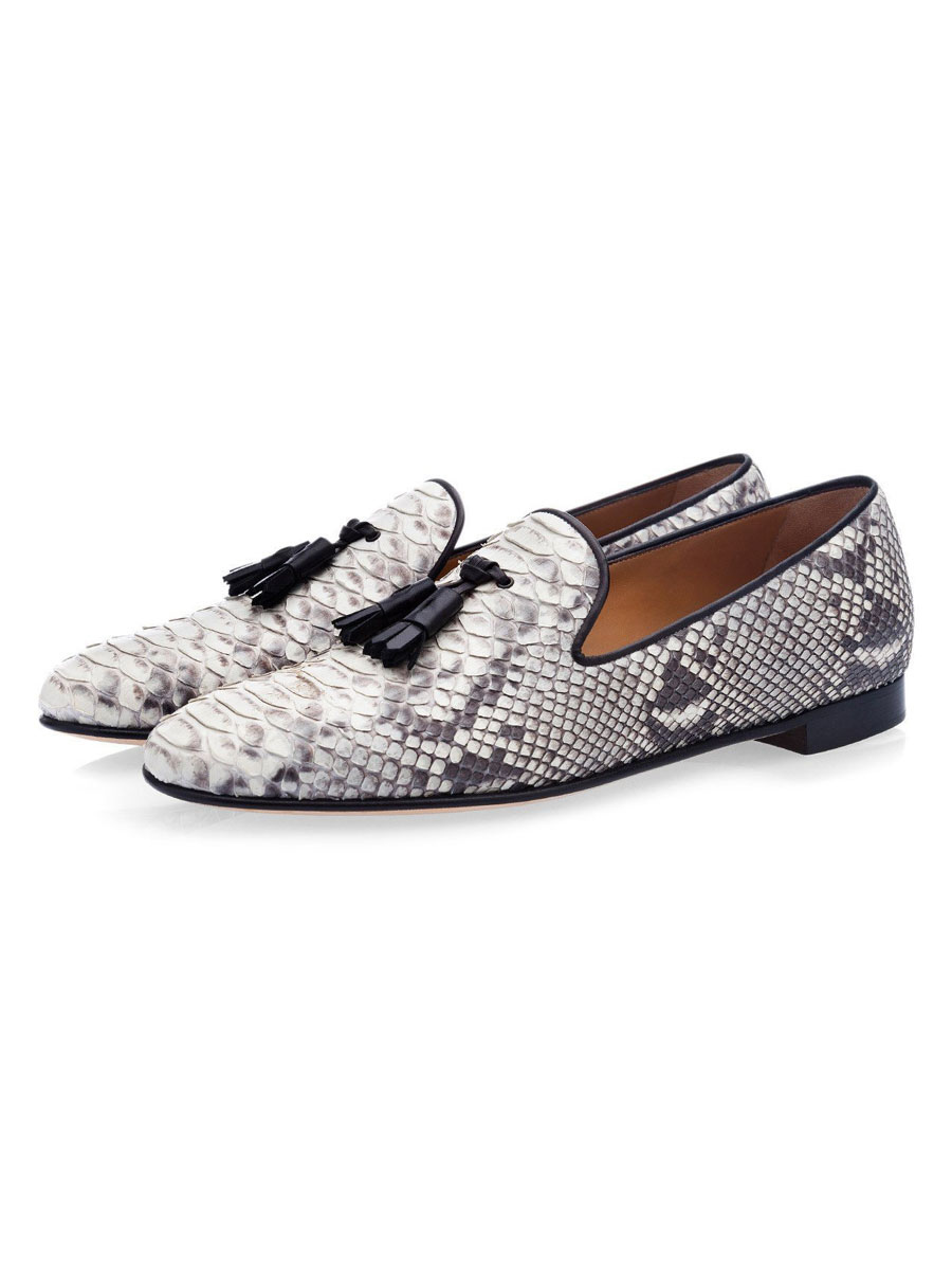 mens snakeskin slip on shoes