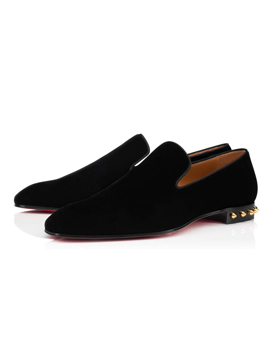 Zapatos de hombre | Zapatos holgados de hombre Zapatos de traje negros de cuero de gamuza con punta cuadrada sin cordones - SS65116
