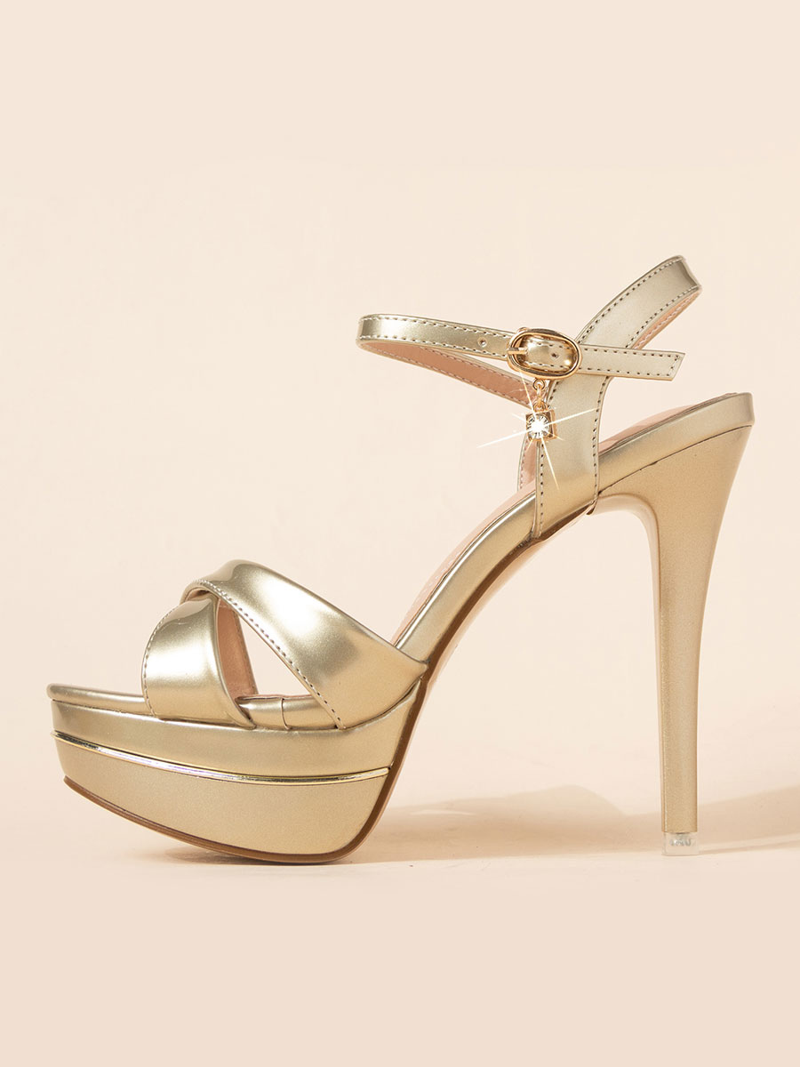 Zapatos de Mujer | Mujeres Sandalias de verano Stiletto Heel Peep Toe Rubio Tobillo Tallo Tacones - WC57021
