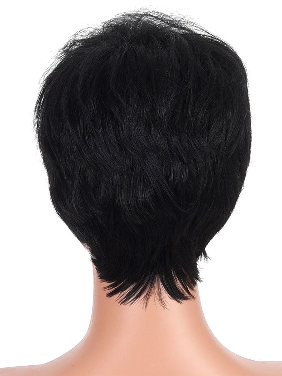 Women's Clothing Accessories | Synthetic Wigs Black Side Parting Heat Resistant Fiber Short Wig For Women - CQ00605