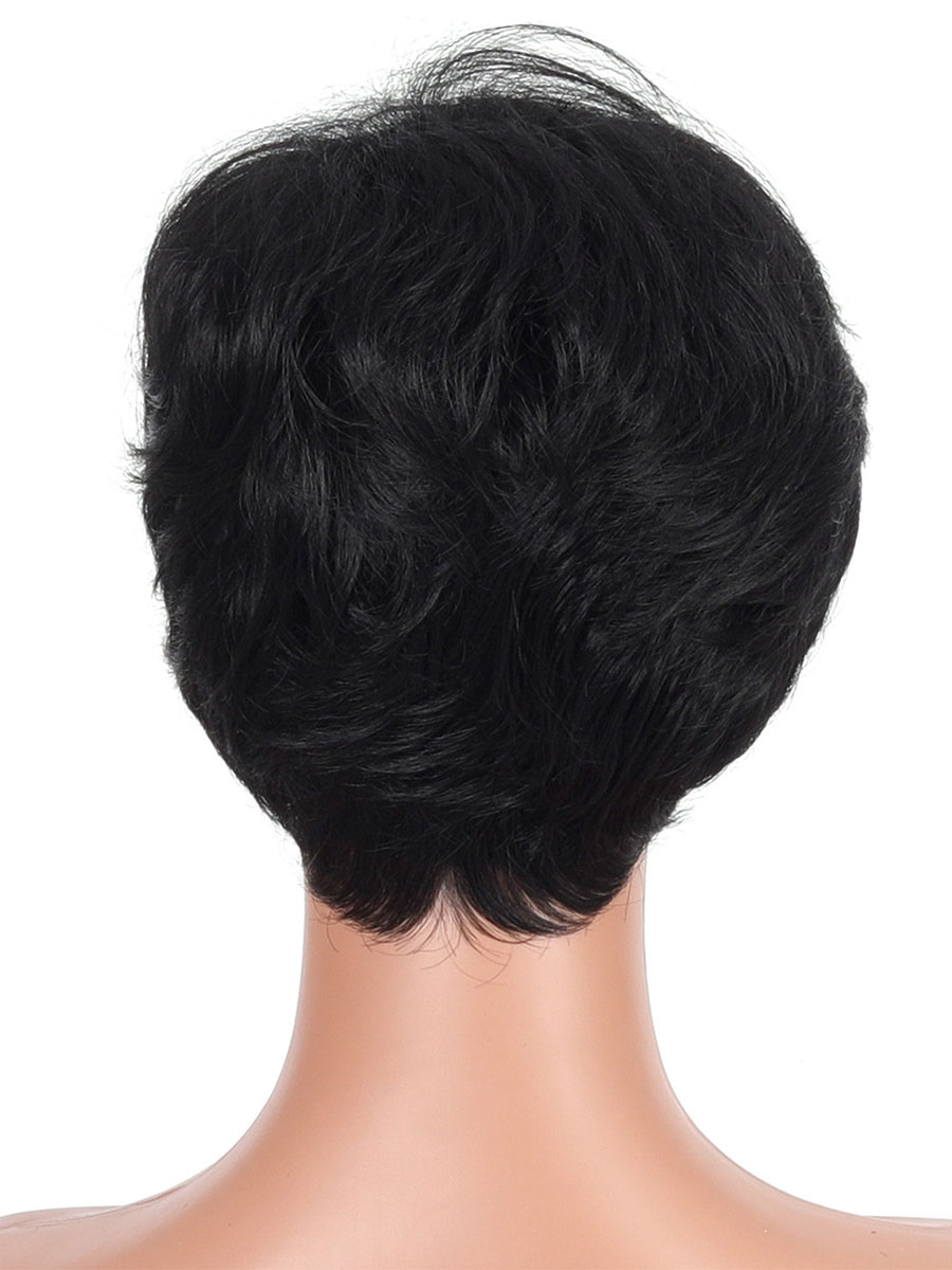 Women's Clothing Accessories | Synthetic Wigs Black Side Parting Heat Resistant Fiber Short Wig For Women - QZ85480