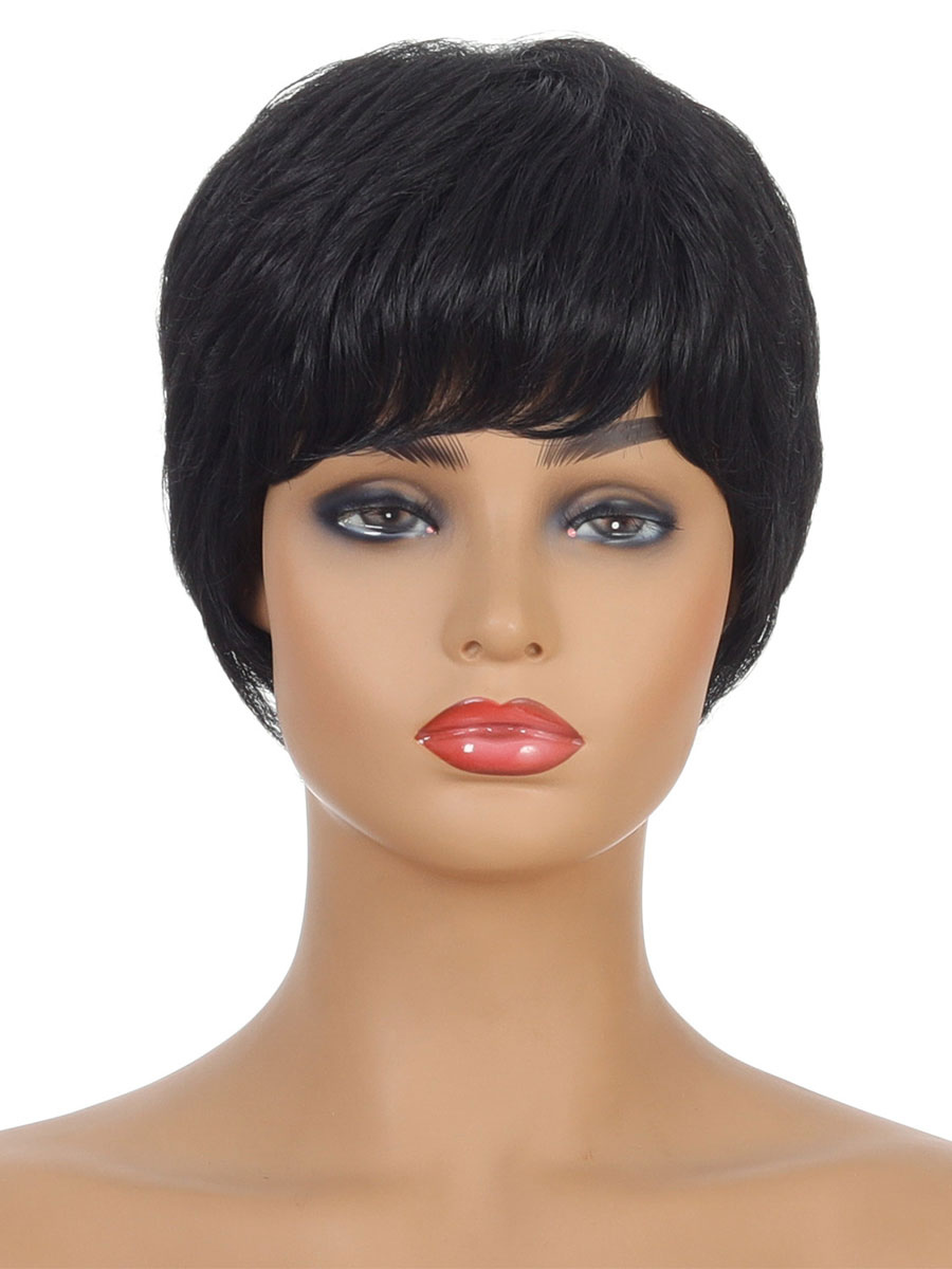 Women's Clothing Accessories | Black Straight Wigs Synthetic Heat Resistant Fiber Short Wig For Women - VN75088