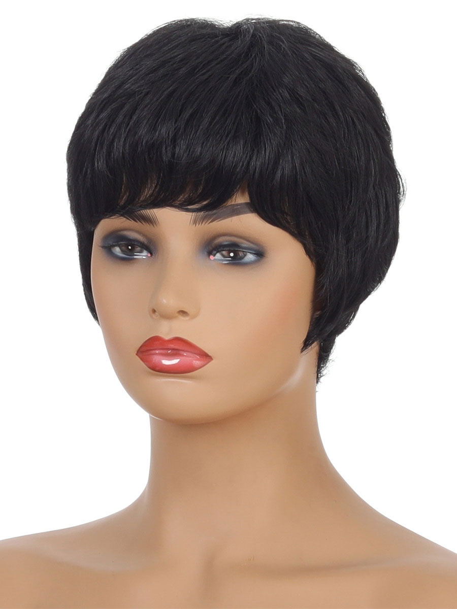 Women's Clothing Accessories | Black Straight Wigs Synthetic Heat Resistant Fiber Short Wig For Women - VN75088