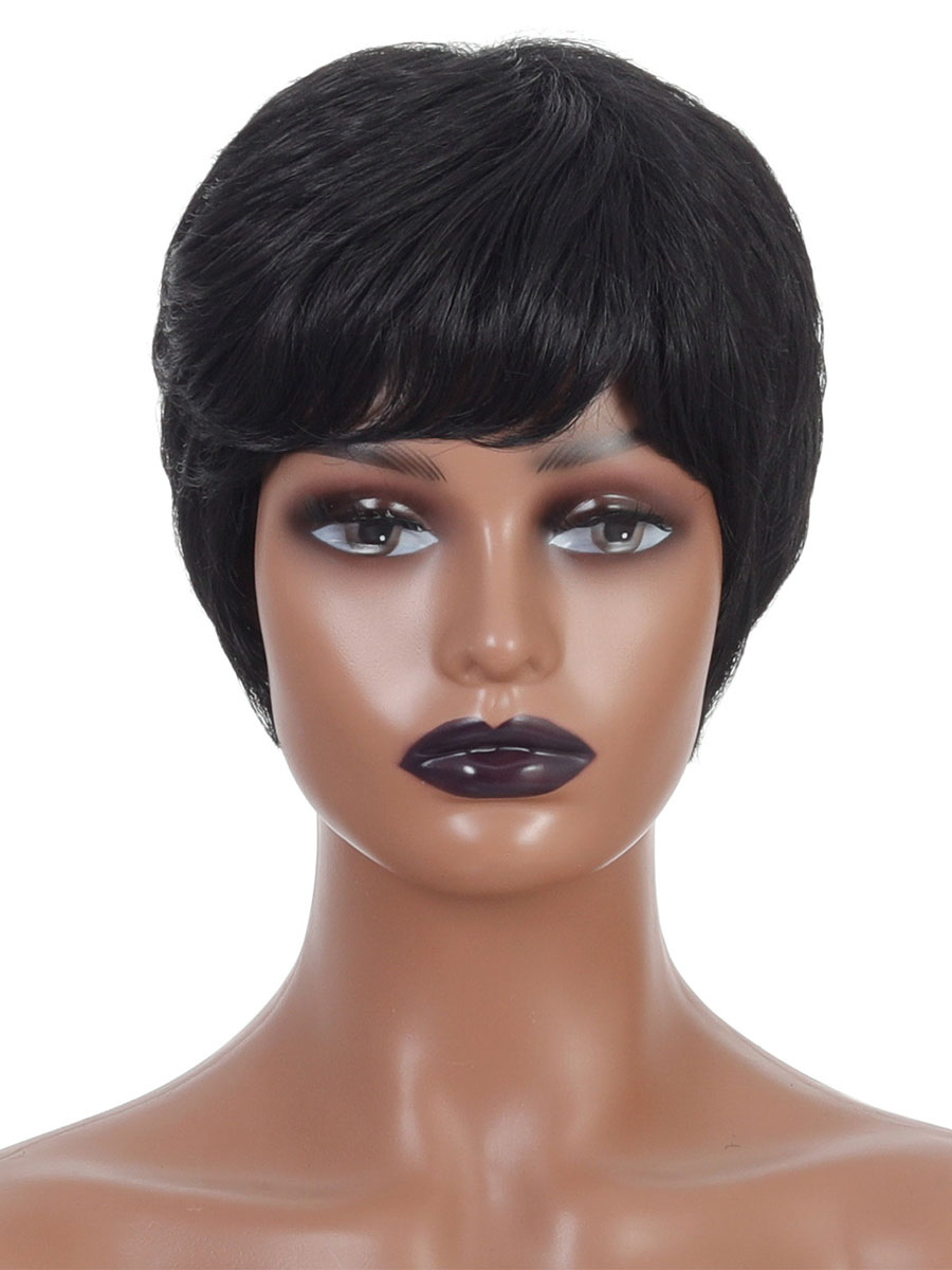 Women's Clothing Accessories | Black Straight Wigs Synthetic Heat Resistant Fiber Short Wig For Women - VN75088