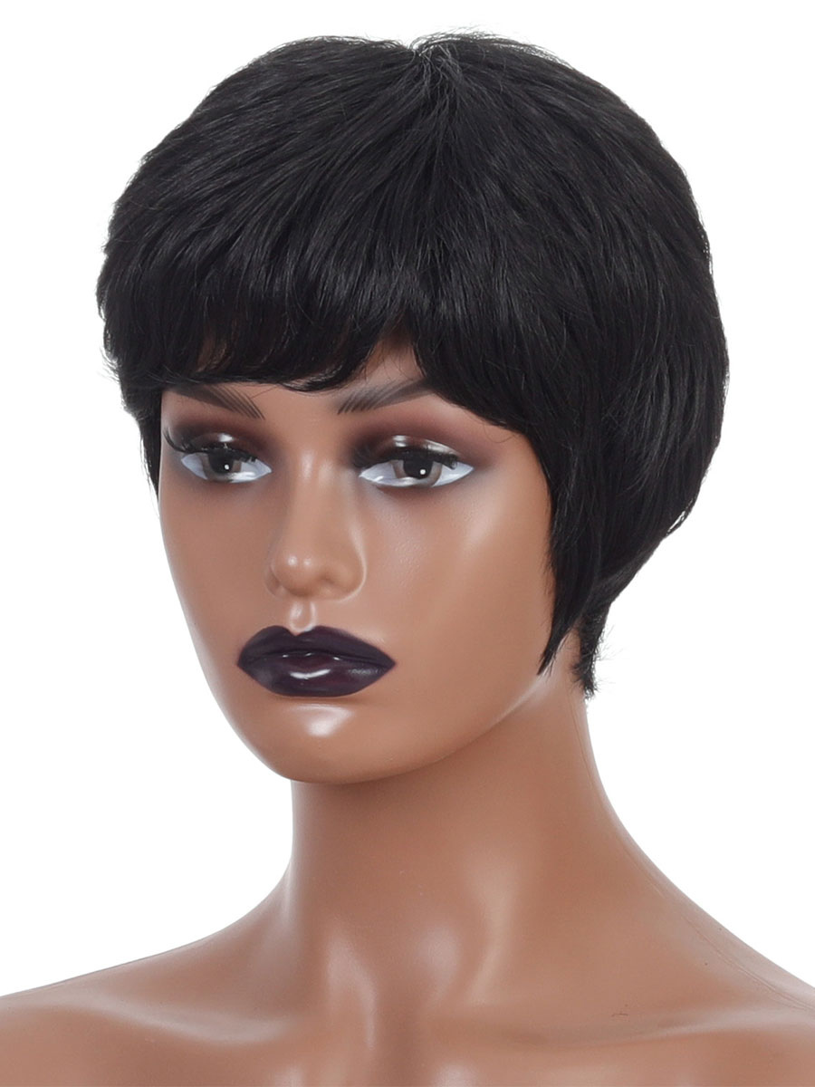 Women's Clothing Accessories | Black Straight Wigs Synthetic Heat Resistant Fiber Short Wig For Women - VN75088