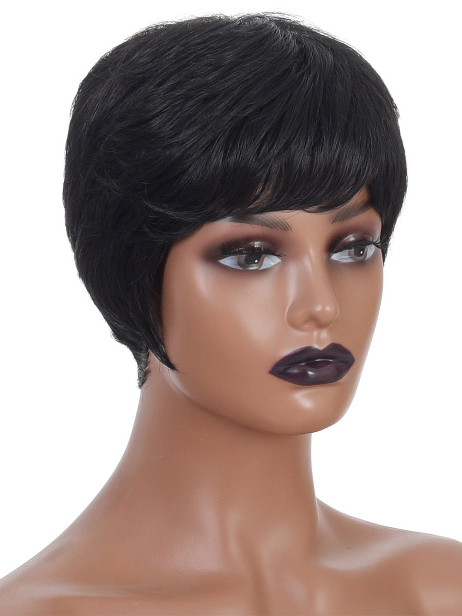 Women's Clothing Accessories | Black Straight Wigs Synthetic Heat Resistant Fiber Short Wig For Women - VN75088