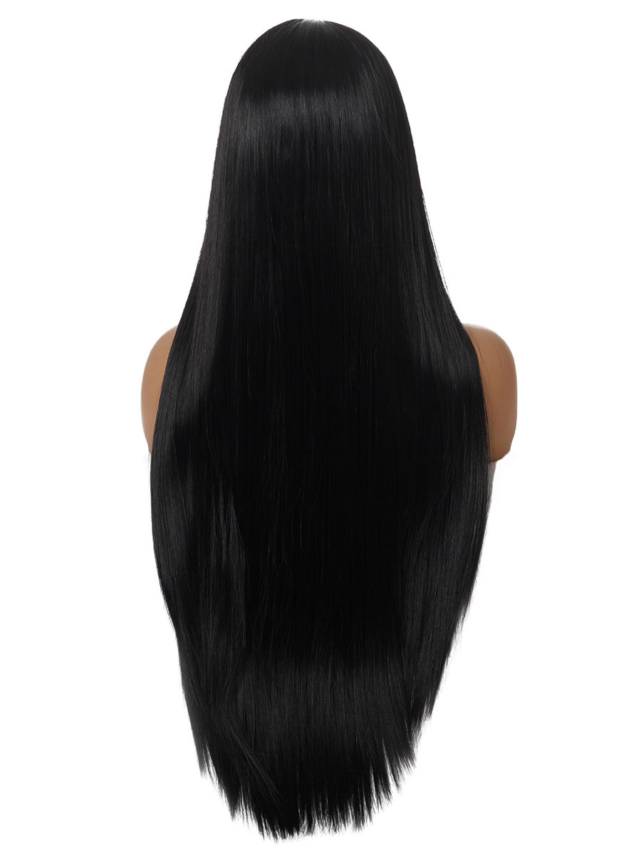 Women's Clothing Accessories | Women Black Straight Long Wig Heat Resistant Fiber Chic Layered Long Synthetic Wigs - HE06592