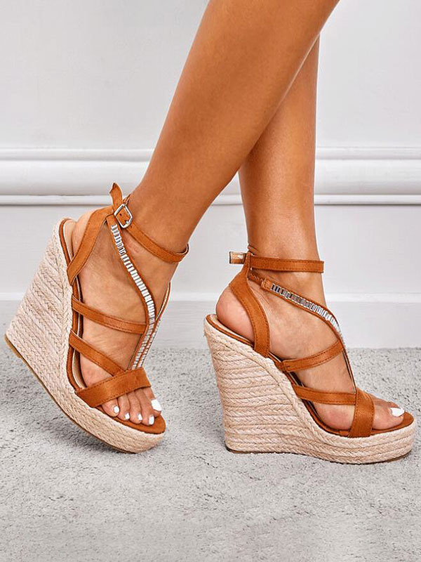 Zapatos de Mujer | Sandalias de verano Sandalias Terry Wedge Heel Sandalias de tacón de punta abierta - KR86602