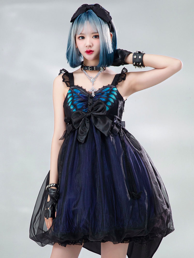 Gothic Lolita JSK Dress Polyester Butterfly Sleeveless Lolita Jumper Skirt
