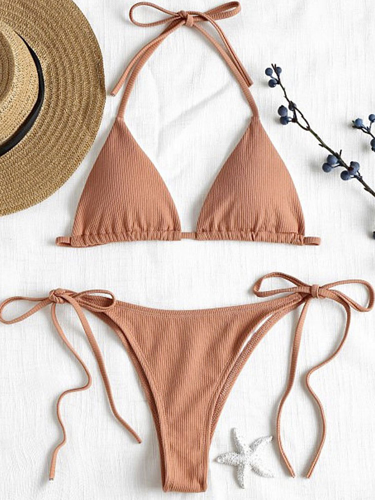 Women's Clothing Swimsuits & Cover-Ups | Women Two Piece Swimsuits Hazel Straps Neck Sleeveless Panty Summer Sexy Swimwear Outfit - AR22912