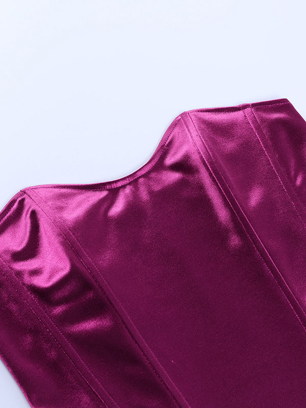 Mode Femme Tops | Haut Sexy Taille Haute Femme avec Epaule Dénudée à Col Décolleté en V Coupe Cintrée Unicolore - UT51094