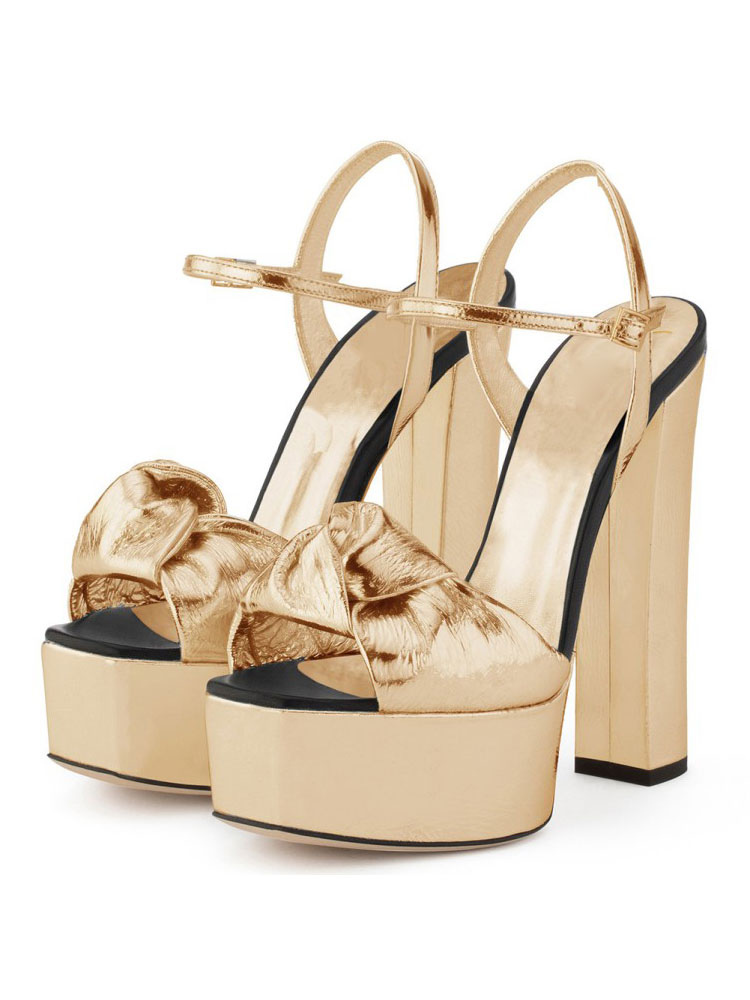 Chaussures Chaussures femme | Sandales plates-formes nouées à talons épais pour femmes - YB53374