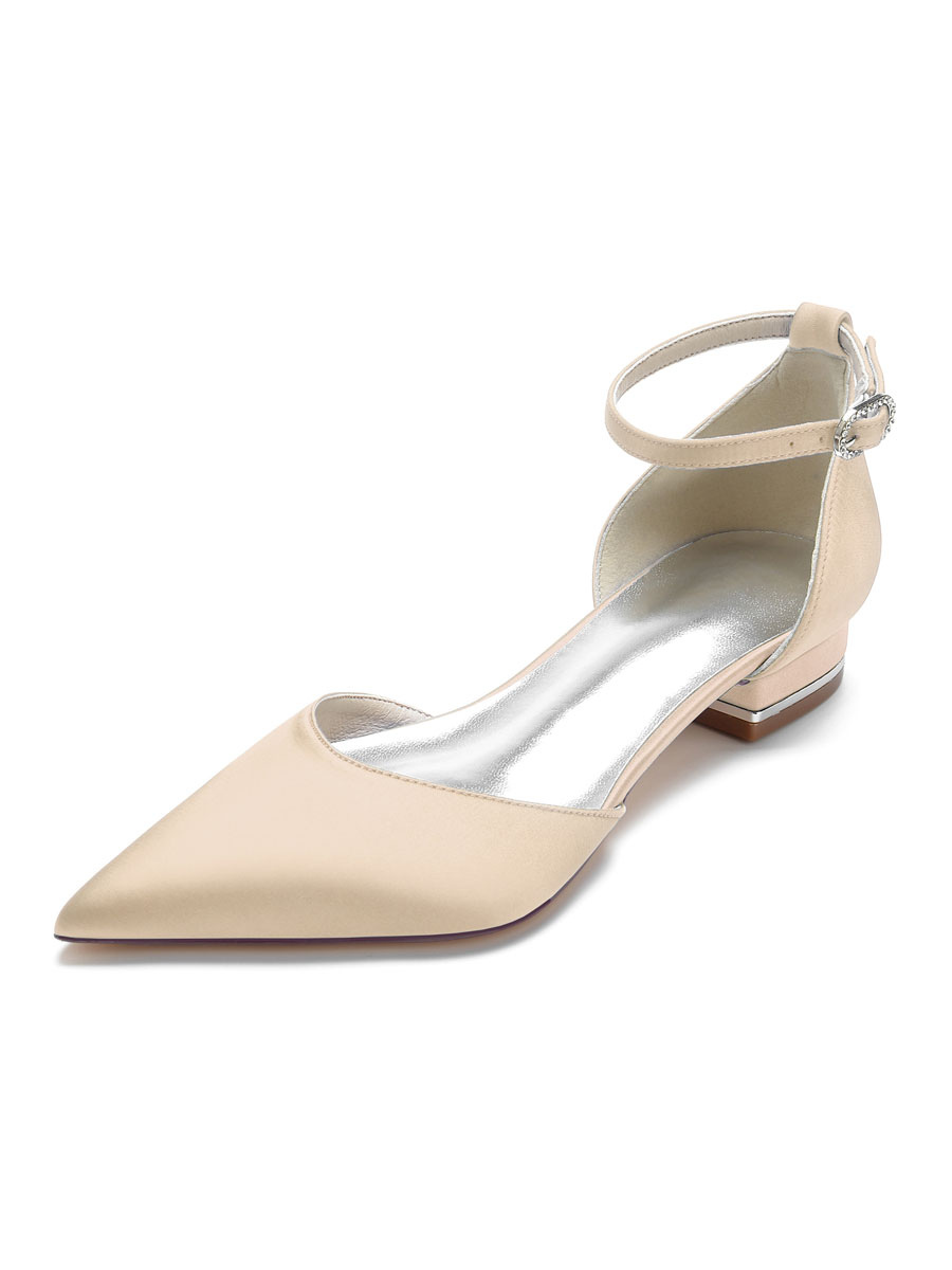 Shoes Occasion Shoes | Women's Flat Wedding Shoes Ankle Strap in Satin - NO47867