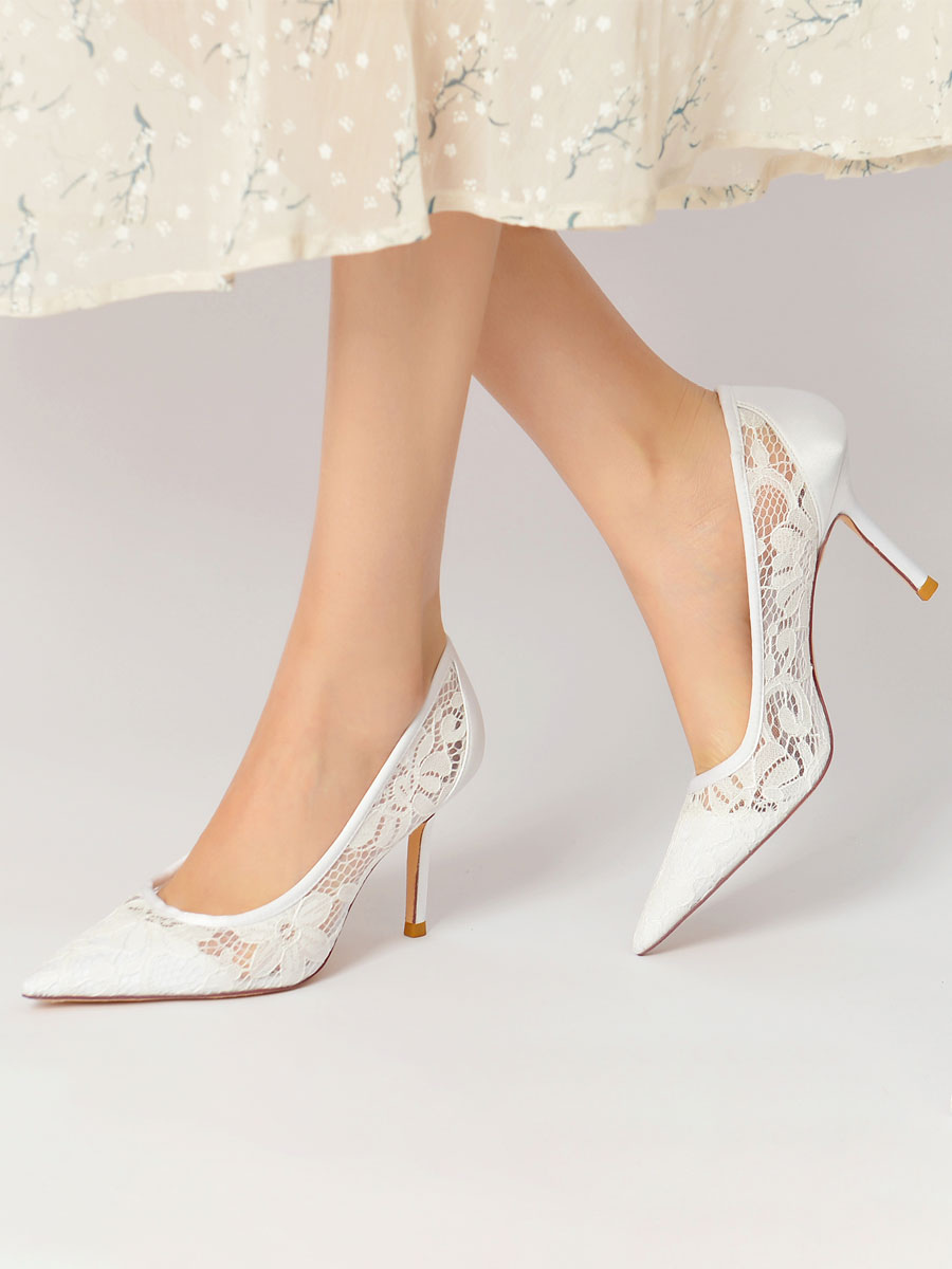 Shoes Occasion Shoes | Women's Lace Pumps Heeled Bridal Shoes - AW65375