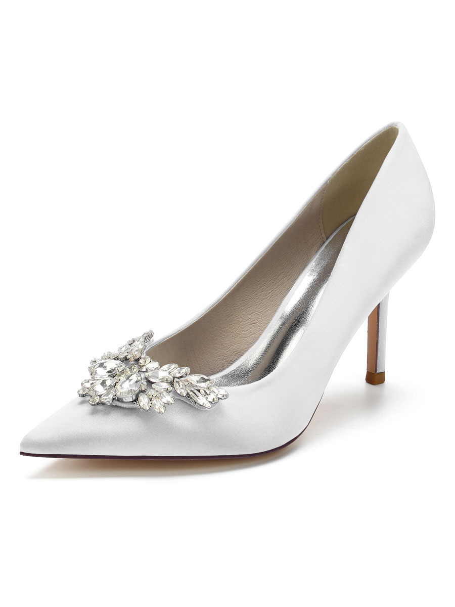 Zapatos de Fiesta | Zapatos de novia para mujer Diamantes de imitación Satén Punta estrecha Tacón de aguja Zapatos de novia - VZ06400