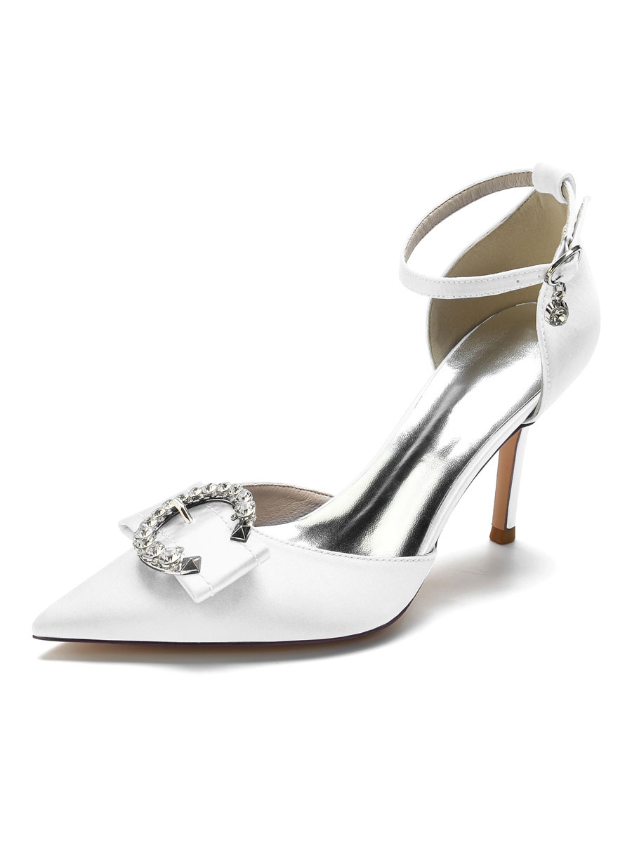 Shoes Occasion Shoes | Women's Buckle Ankle Strap Stiletto Heel Bridal Pumps - YB94997