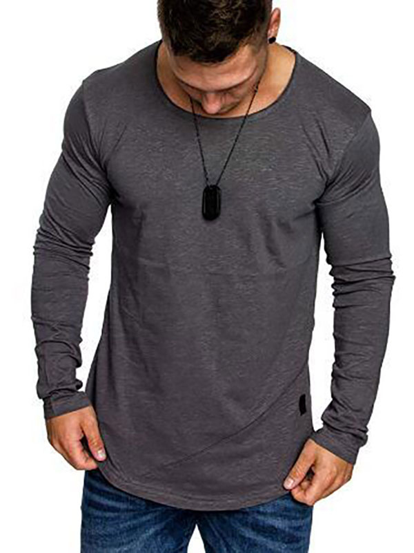 Men's Clothing T-Shirts & Tanks | T-shirts Chic Jewel Neck Long Sleeves - QK95649