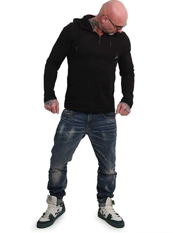 Men's Clothing T-Shirts & Tanks | T-shirts Chic Hooded Long Sleeves - RJ68221