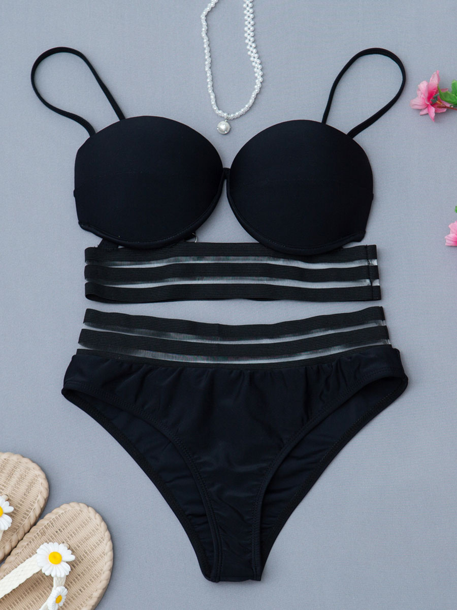 Women's Clothing Swimsuits & Cover-Ups | Women's Bikini Black Two Piece Sets Sexy Summer Beach Swimsuits - MW34721