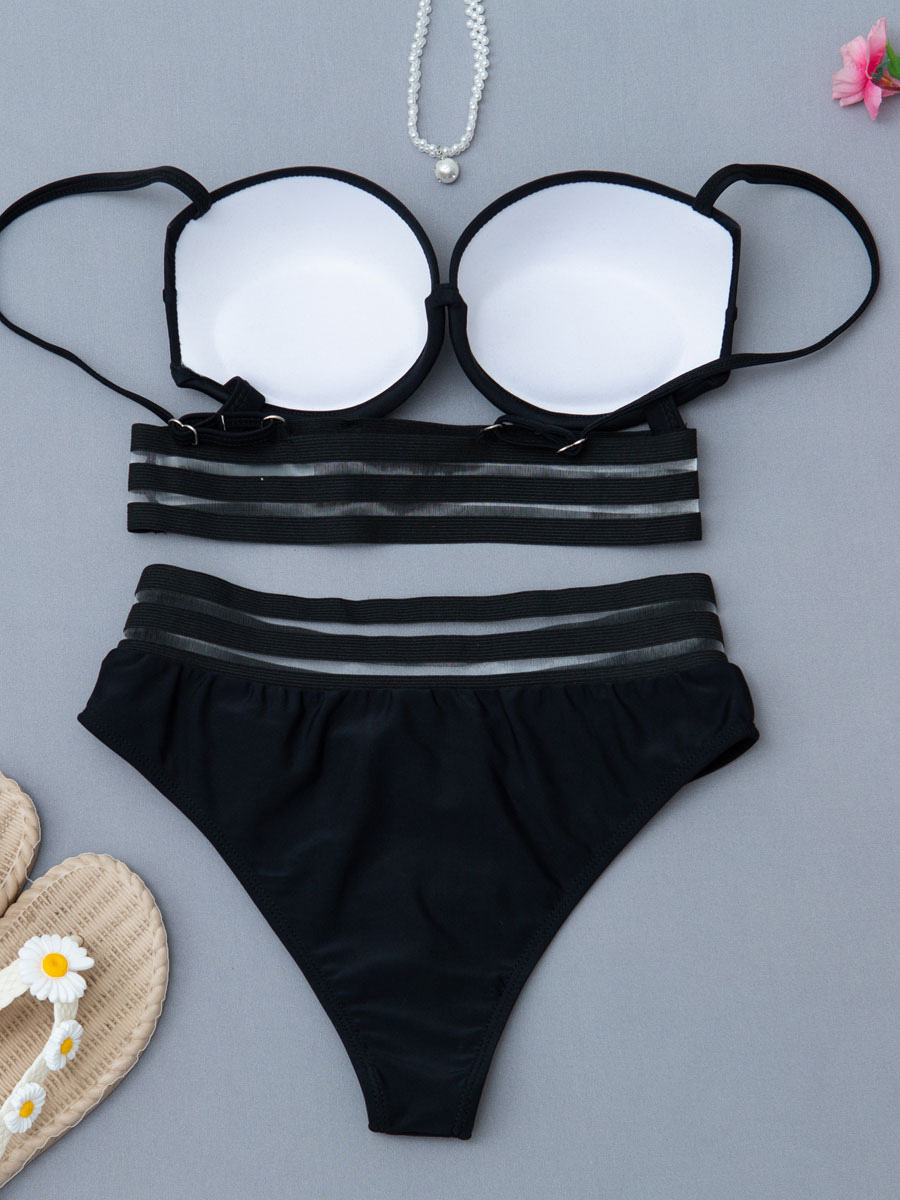 Women's Clothing Swimsuits & Cover-Ups | Women's Bikini Black Two Piece Sets Sexy Summer Beach Swimsuits - MW34721