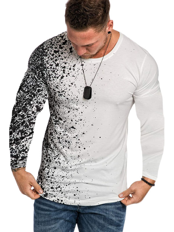 Men's Clothing T-Shirts & Tanks | T-shirts Casual Jewel Neck Long Sleeves - YI18836