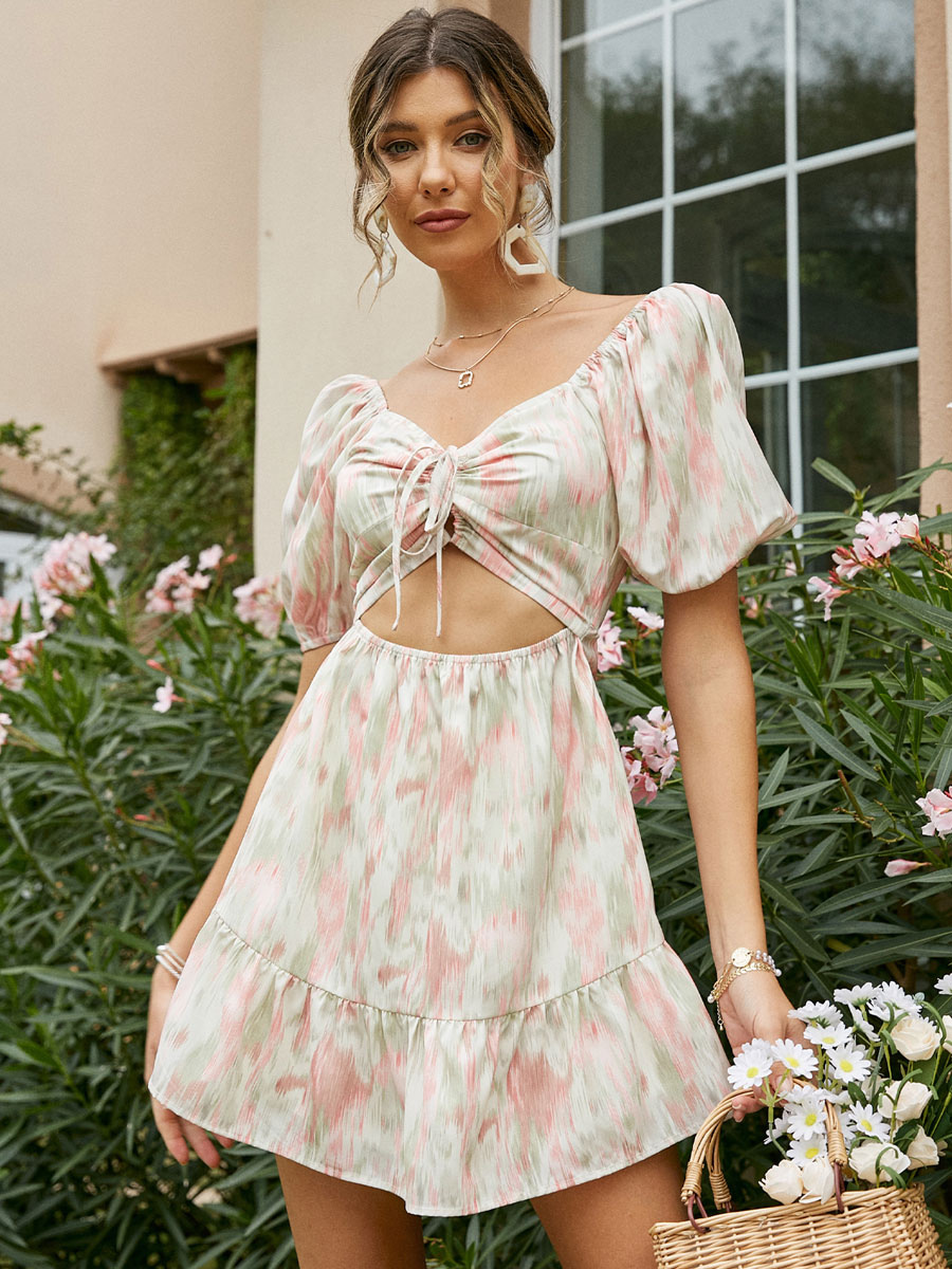 Women's Clothing Dresses | Summer Dress Pink Floral Print Polyester Beach Dress - RG81431