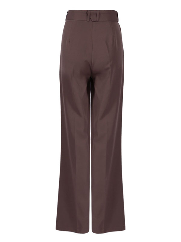 Women's Clothing Women's Bottoms | Pants Coffee Brown Polyester High Rise Waist Trousers - SK75577