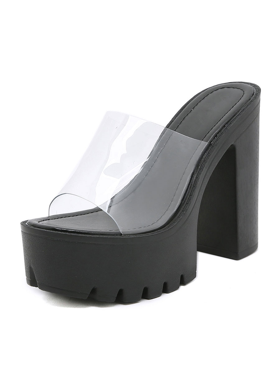 Chaussures Chaussures femme | Escarpins Femme Talon Chunky PVC Mules Supérieures Marron Café - OP03805