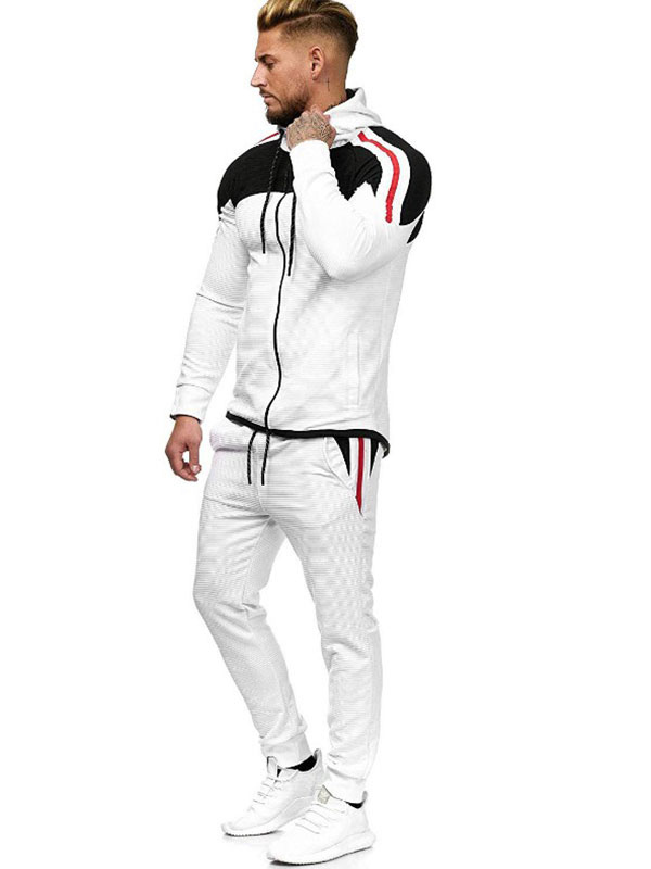 Men's Clothing Men's Activewear | Men's Activewear 2-Piece Long Sleeves Hooded White - MZ53528