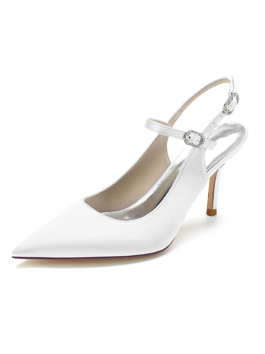 Shoes Occasion Shoes | Women's Bridal Pumps Slingback Mary Jane Stiletto Heels in Satin - VF25159