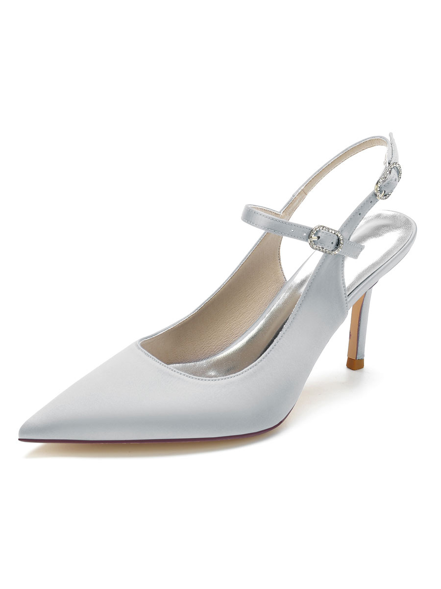 Shoes Occasion Shoes | Women's Bridal Pumps Slingback Mary Jane Stiletto Heels in Satin - VF25159