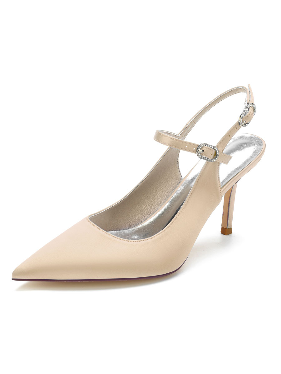 Shoes Occasion Shoes | Women's Bridal Pumps Slingback Mary Jane Stiletto Heels in Satin - VF25159