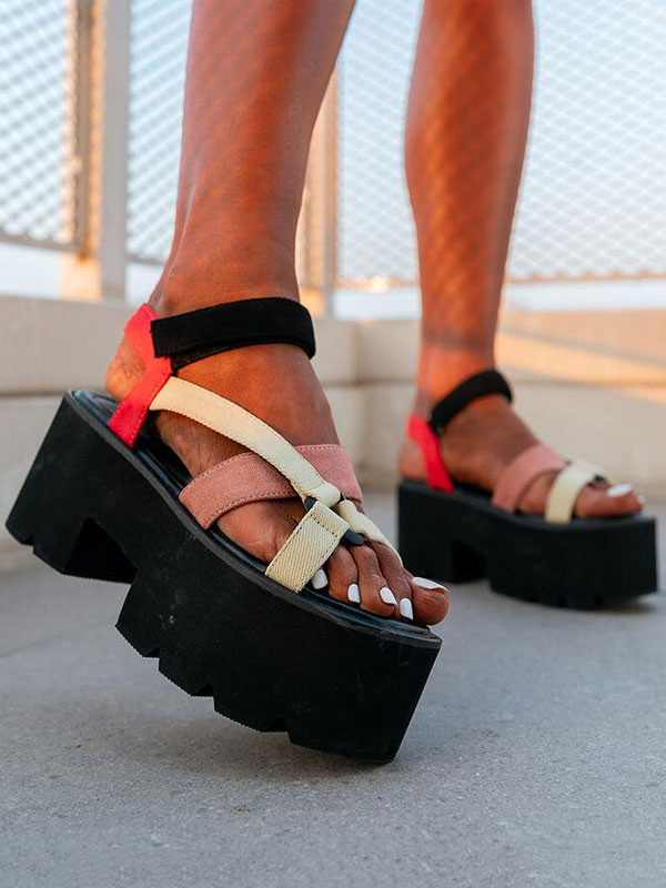 Women's Color Block Chunky Flatform 