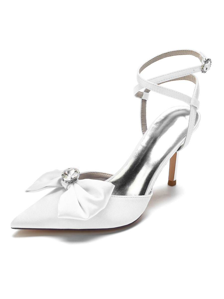 Zapatos de Fiesta | Zapatos de novia para mujer Diamantes de imitación Satén Punta estrecha Tacón de aguja Zapatos de novia - AX59712