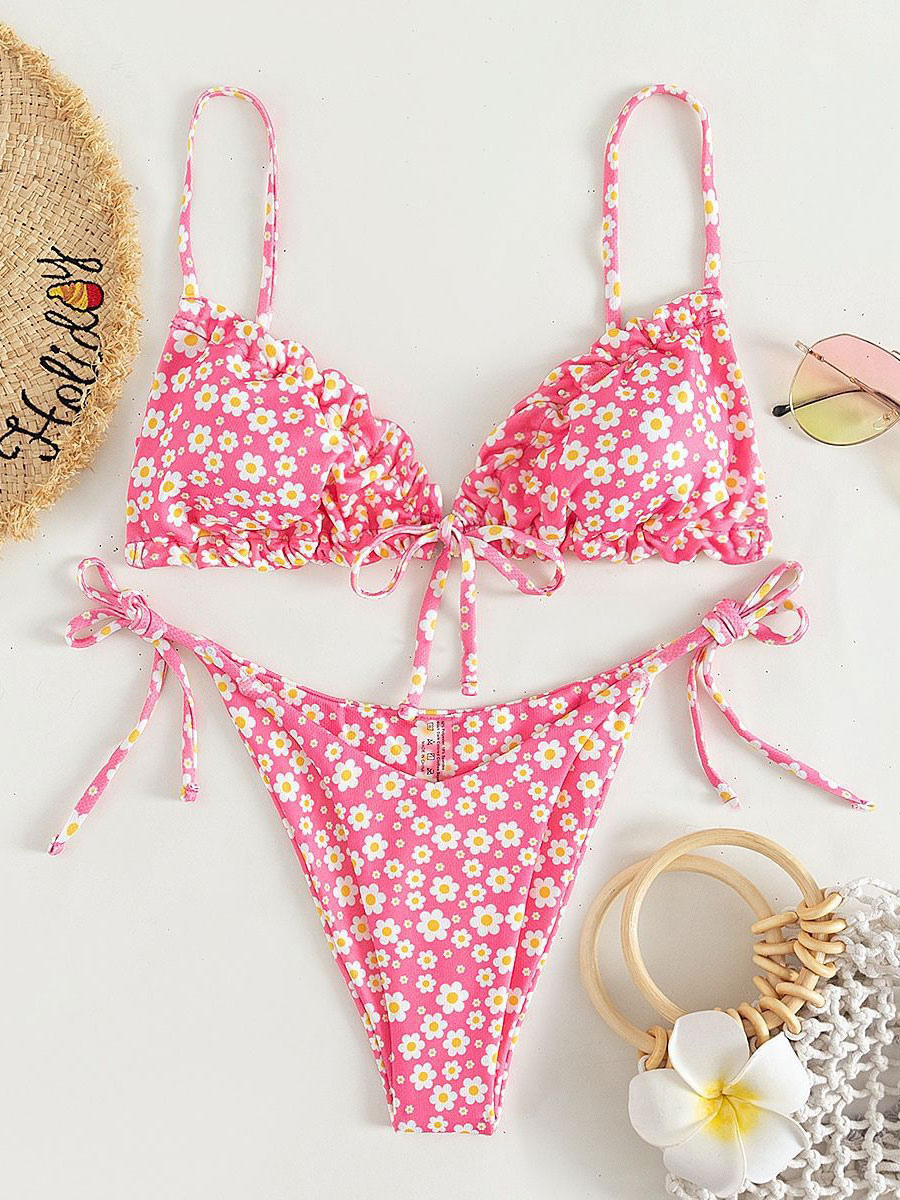 Women's Clothing Swimsuits & Cover-Ups | Bikini Swimsuit For Women Pink Summer Beach Swimwear - AP52815
