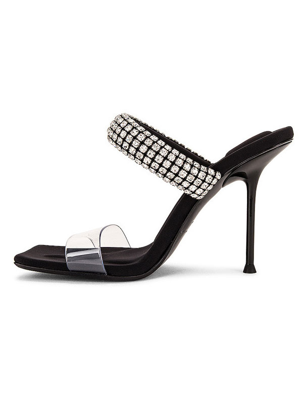 Zapatos de Mujer | Sandalias de tacón para mujer Sandalias de tacón de aguja con punta cuadrada Parte superior de PVC - XI06770