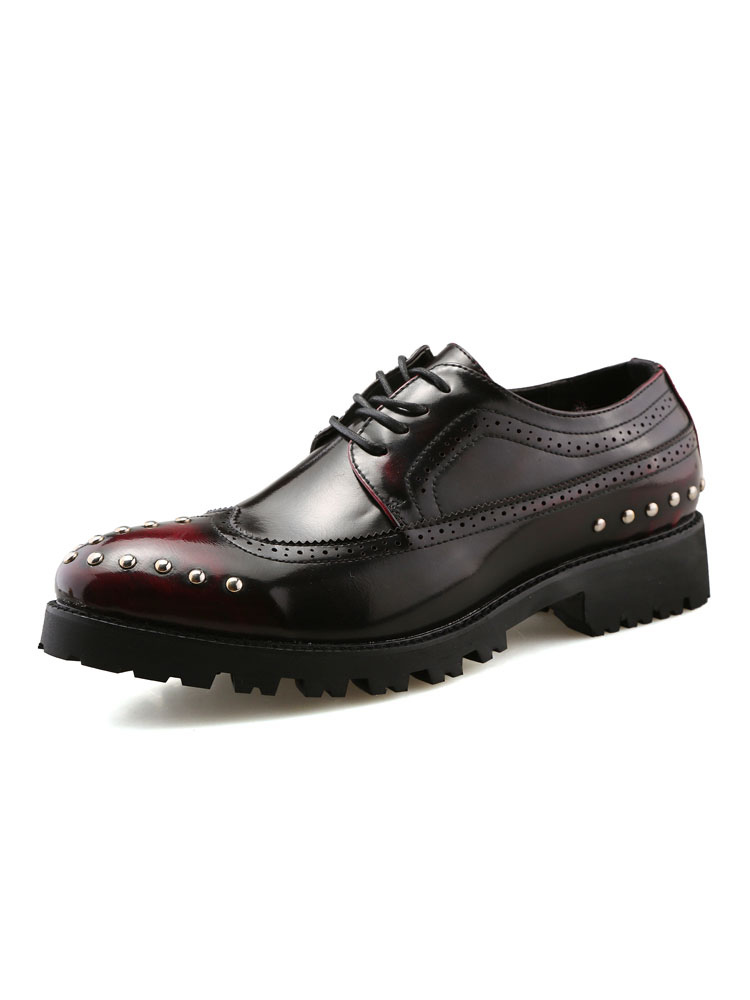 Zapatos de hombre | Zapatos De Vestir De Hombre Modernos Punta Redonda Con Cordones Cuero De PU - PO08566