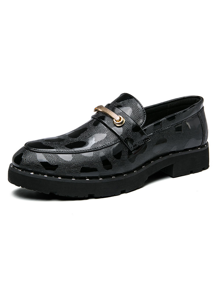 Shoes Men's Shoes | Mens Loafer Shoes Slip-On Metal Details Round Toe PU Leather - OW65944