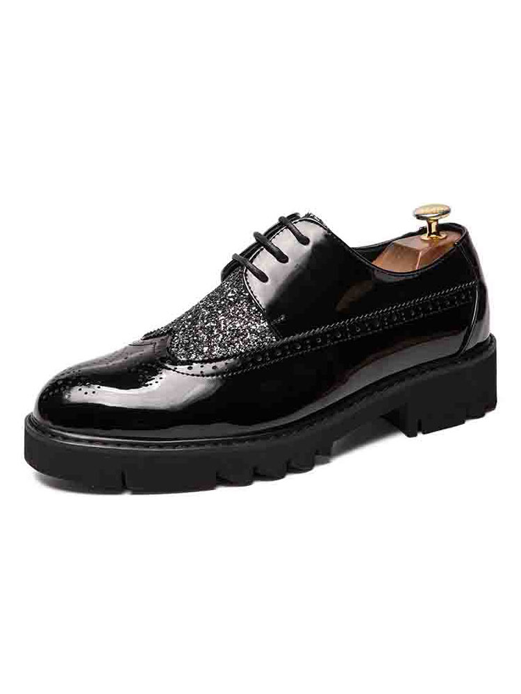 Shoes Men's Shoes | Men's Wedding Dress Shoes Fashion Round Toe Sequins Lace Up PU Leather - RS34357