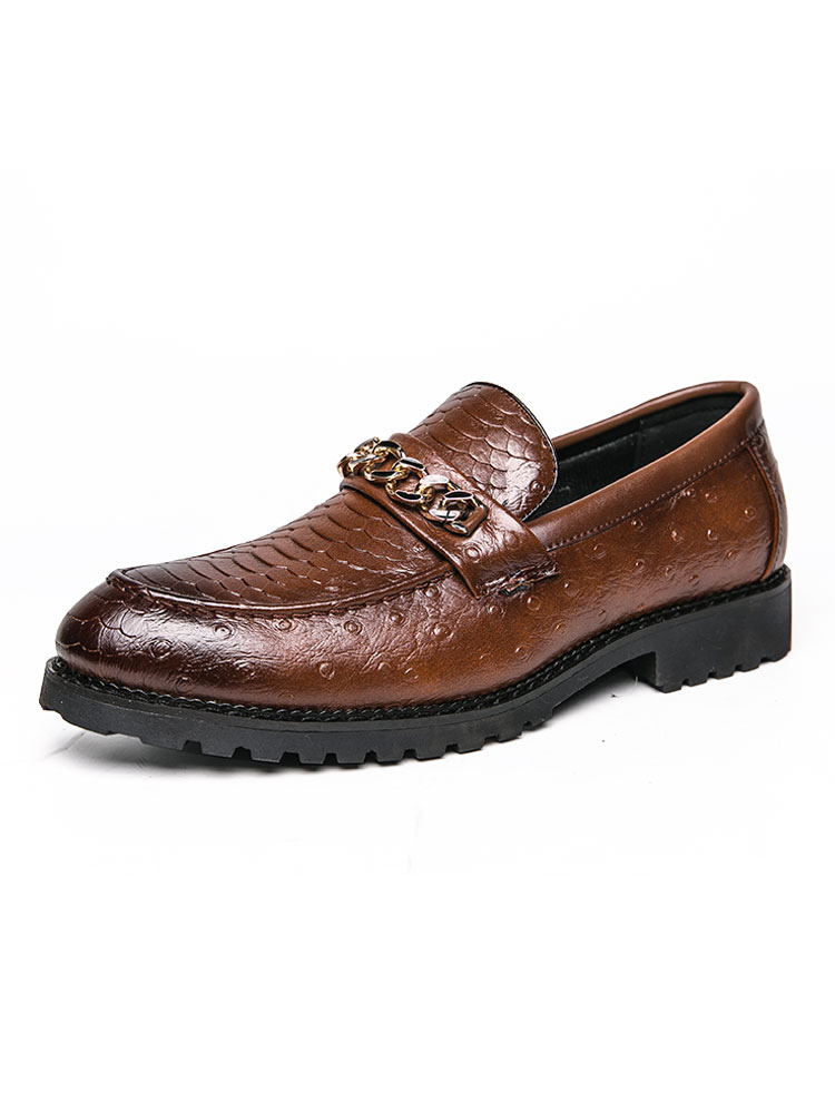 Zapatos de hombre | Mocasines para hombre Zapatos populares de cuero de PU Detalles de metal Slip-On - FE67767