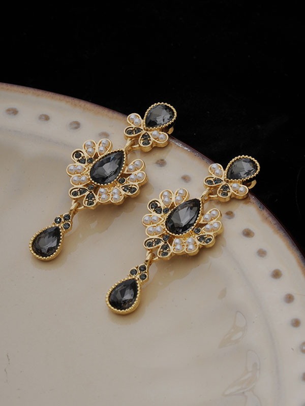 Wedding & Events Wedding Accessories | Bridal Earrings Rhinestone Metal Pierced Bridal Jewelry - TT31610