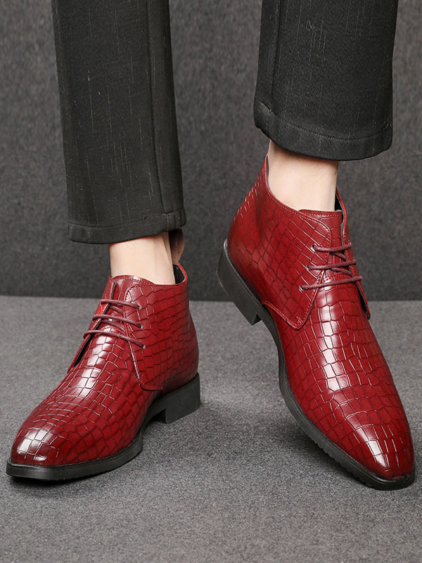 Shoes Men's Shoes | Boots For Man Fabulous Plaid Pointed Toe PU Leather - IG24213