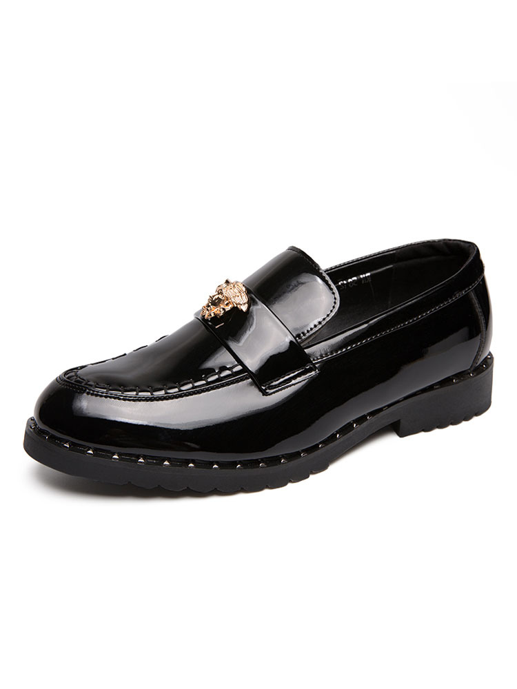 Shoes Men's Shoes | Men's Loafer Shoes Slip-On Metal Details Round Toe PU Leather - FQ87507