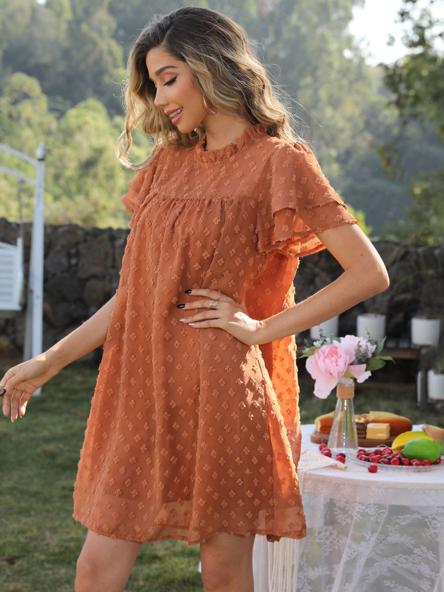 Women's Clothing Dresses | Summer Dress Coffee Brown Polyester Beach Dress - GU13160