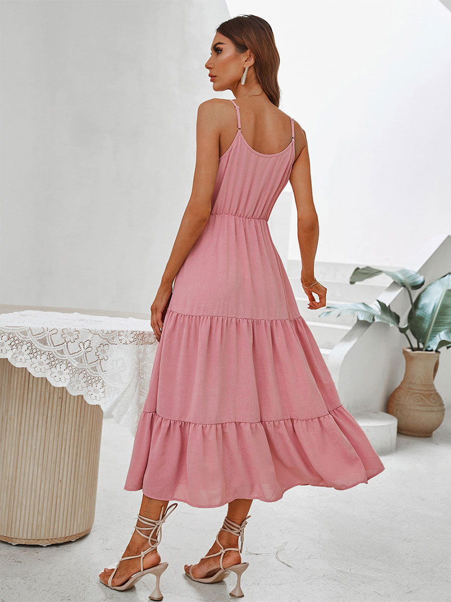 Women's Clothing Dresses | Halter Maxi Dress Sleeveless Polyester Casual Open Shoulder Long Dress - FW18371